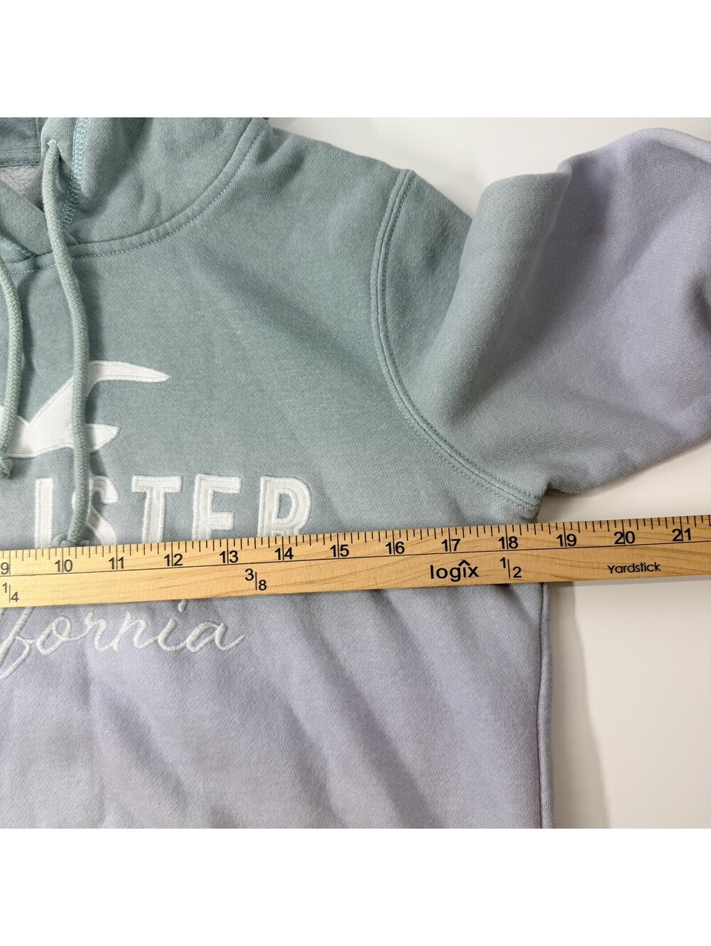 Hollister California Women’s S Blue Ombre Hoodie Embroidered Logo Pullover - Picture 3 of 4